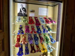 A cabinet displaying royal medals