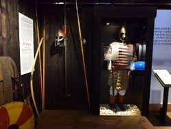 A display of a viking suit in the museum